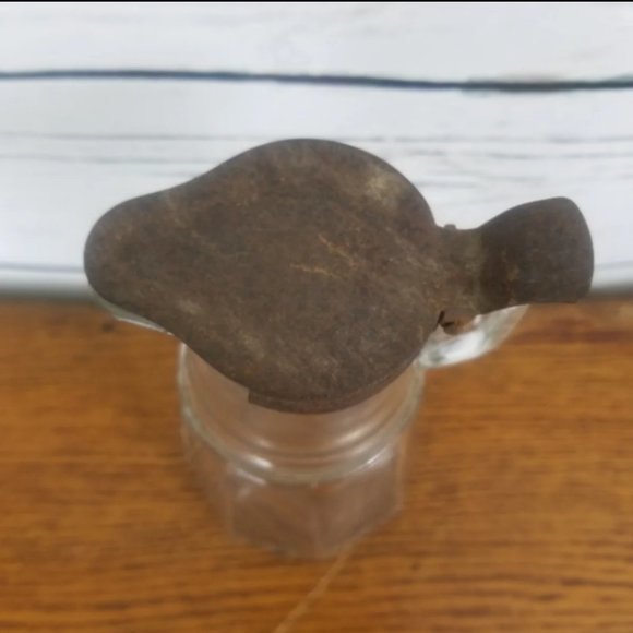 Vintage Syrup Pitcher Glass Handle Metal Flip Lid - Picture 3 of 8